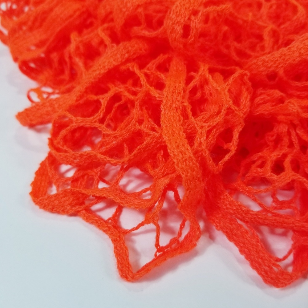 Handmade Ruffle Scarf Bright Orange NEW - Picture 3 of 4
